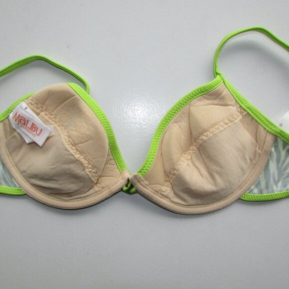 Malibu Lime Green Zebra Print Bikini Top - Small - NEW - Picture 4 of 4